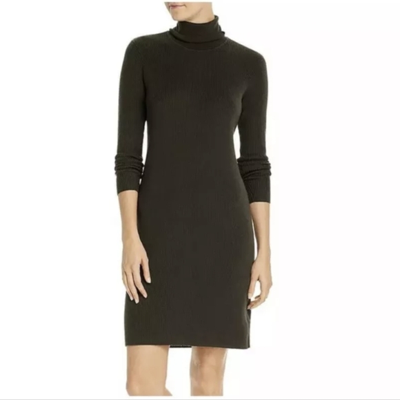 Eileen Fisher Dresses & Skirts - Eileen Fisher Olive Green Turtleneck Ribbed Dress - XS